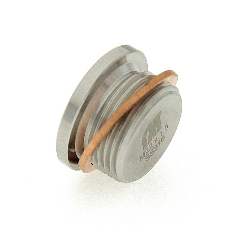 AdaptorMount M22 x 1.5 Stainless Steel 316 Slim Round Head Allen Key Slotted Plug with Copper Washer - Image 3